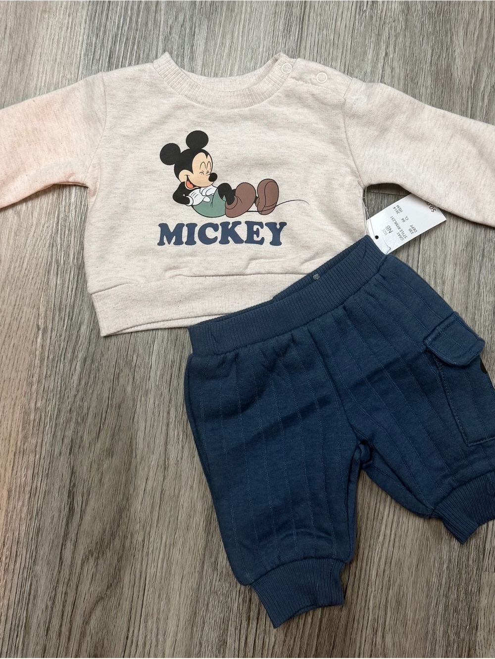 Disney Mickey Cream Top with Navy Blue Pants Matching Set